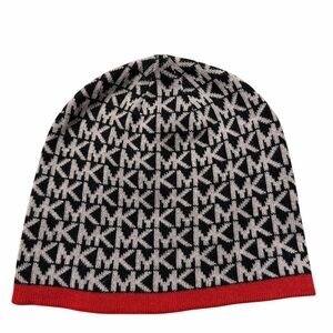 Michael Kors Signature Beanie with Red Trim